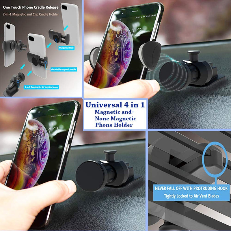  [AUSTRALIA] - 2020 Incredible OBA-HORSE New Invention Hybrid Phone Holder, Universal Magnetic and clamp Holder 360° Rotating Ball Joint 2 in 1 air Vent and Dashboard car Mount, (Hybrid Phone Holder)