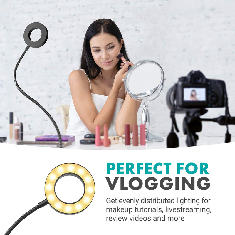  [AUSTRALIA] - Movo VGC-1 Flexible Selfie Ring Light, 3 Lighting Modes, 10 Brightness Settings, Adjustable Neck, USB Connection - Perfect for Live-Streaming, Makeup Tutorials, Vlogging, TikTok Filming and More