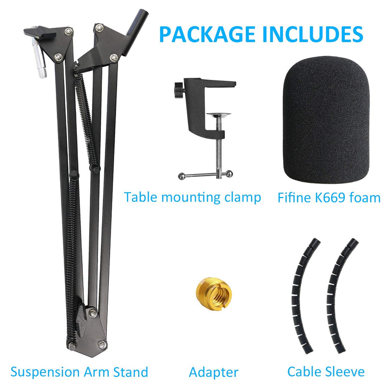  [AUSTRALIA] - K669 Microphone Boom Arm Mic Stand, Windscreen and Cable Sleeve Compatible with Fifine K669 669B USB Podcast Microphone to Recording and Streaming by YOUSHARES