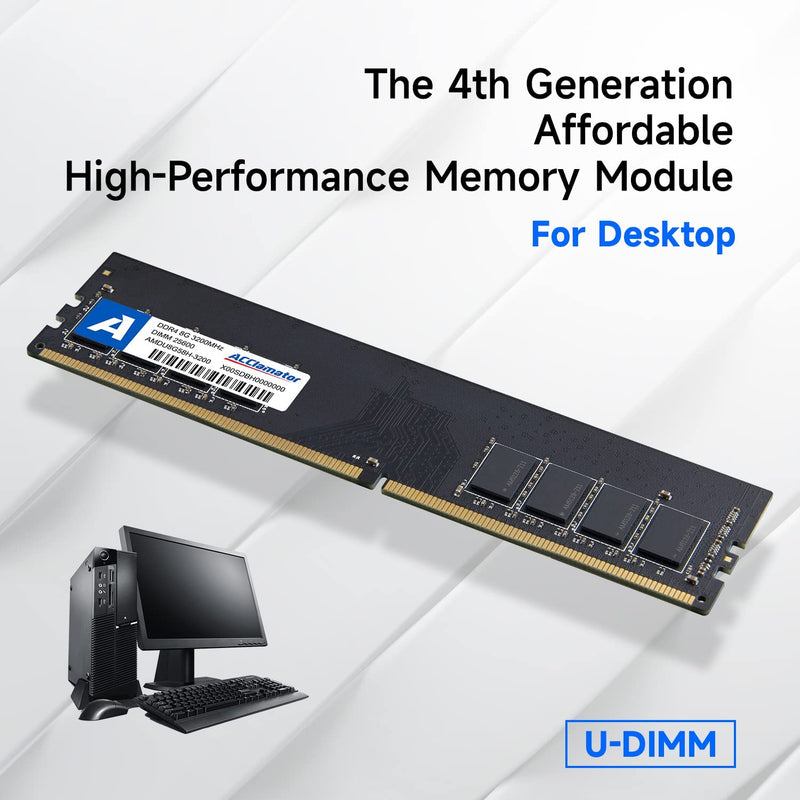  [AUSTRALIA] - 8GB DDR4 Ram 3200MHz (PC4-25600) 1.2V Desktop (DIMM) Computer Memory CL22 (Compatible with 2666MHz, 2400MHz or 2133MHz) Acclamator… 8GB 3200Mhz DDR4 For Desktop