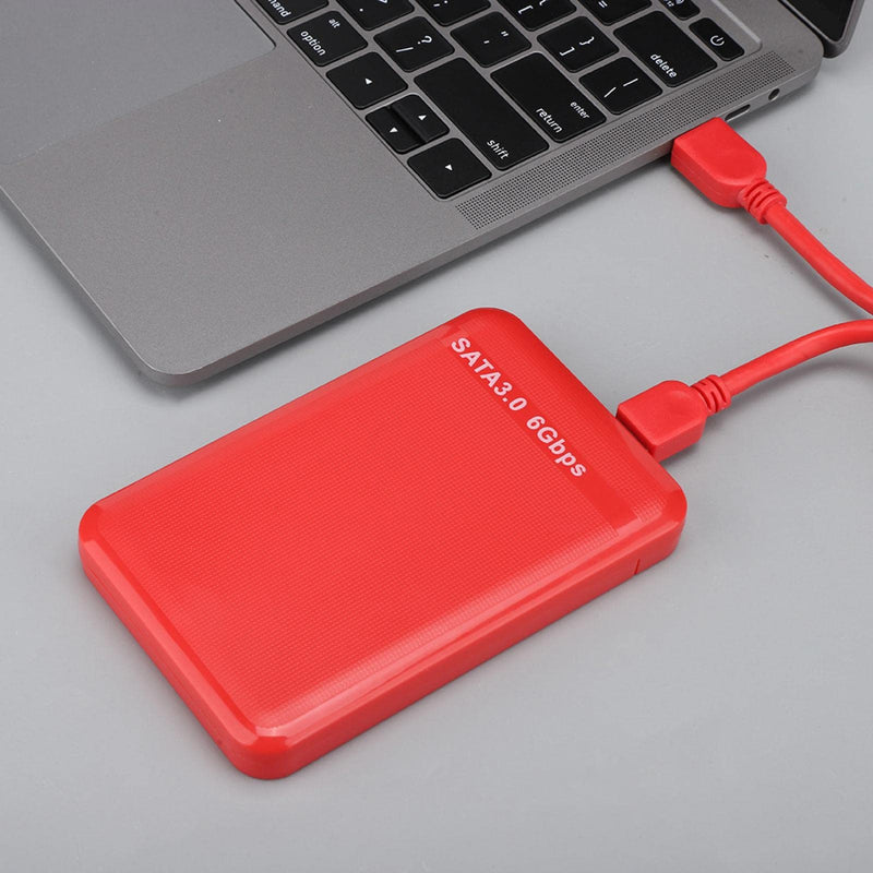  [AUSTRALIA] - Hard Drive Enclosure, 2.5in 3TB HDD/SDD Portable External Hard Drive Enclosure USB 3.0 6Gbps LED Mobile Hard Disk Box for Desktop Laptop Computer(Red) Red