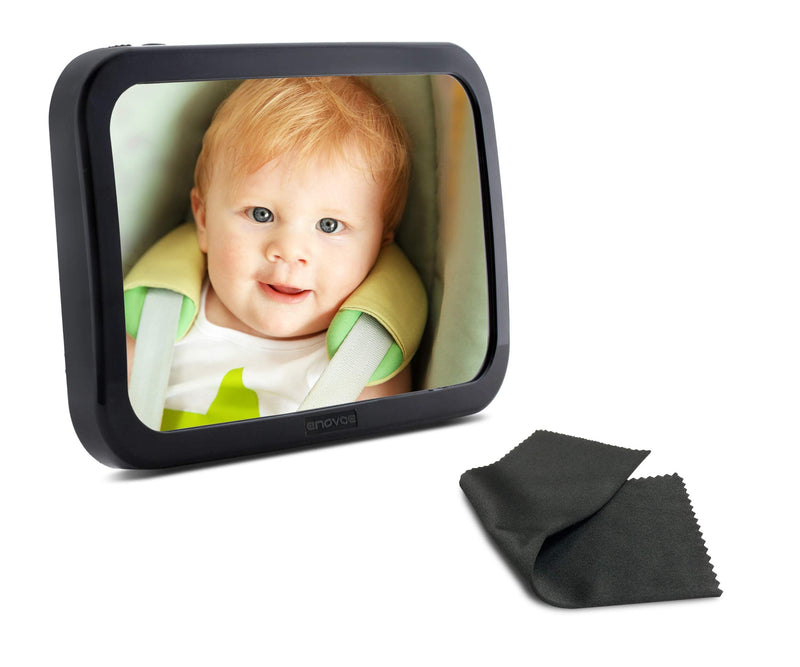  [AUSTRALIA] - Enovoe Baby Car Mirror with Cleaning Cloth - Wide, Convex Back Seat Baby Mirror for Car is Shatterproof and Adjustable - 360 Swivel Rear Facing Car Seat Mirror Helps Keep an Eye on Your Infant 1 Count (Pack of 1)