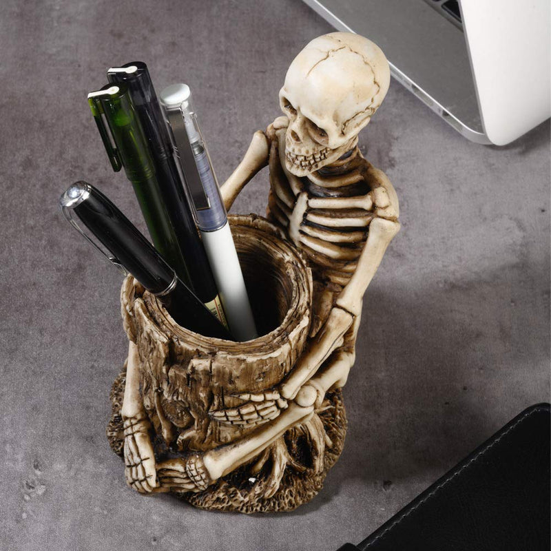 Skull Pen Holder Skeleton Key Holder Makeup Brush Holder Home Office Desk Supplies Organizer Accessory Design-1 - LeoForward Australia