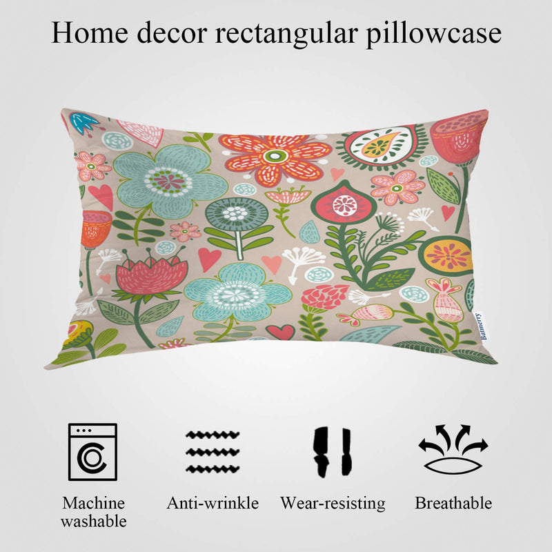  [AUSTRALIA] - Batmerry Bright Floral Decorative Pillow Covers, Floral Abstract Elegance Flower Modern Double Sided Throw Pillow Covers Sofa Cushion Cover Lumbar 12 x 20 Inches(Set of 2) Lumbar 12 x 20 Inches(set of 2)