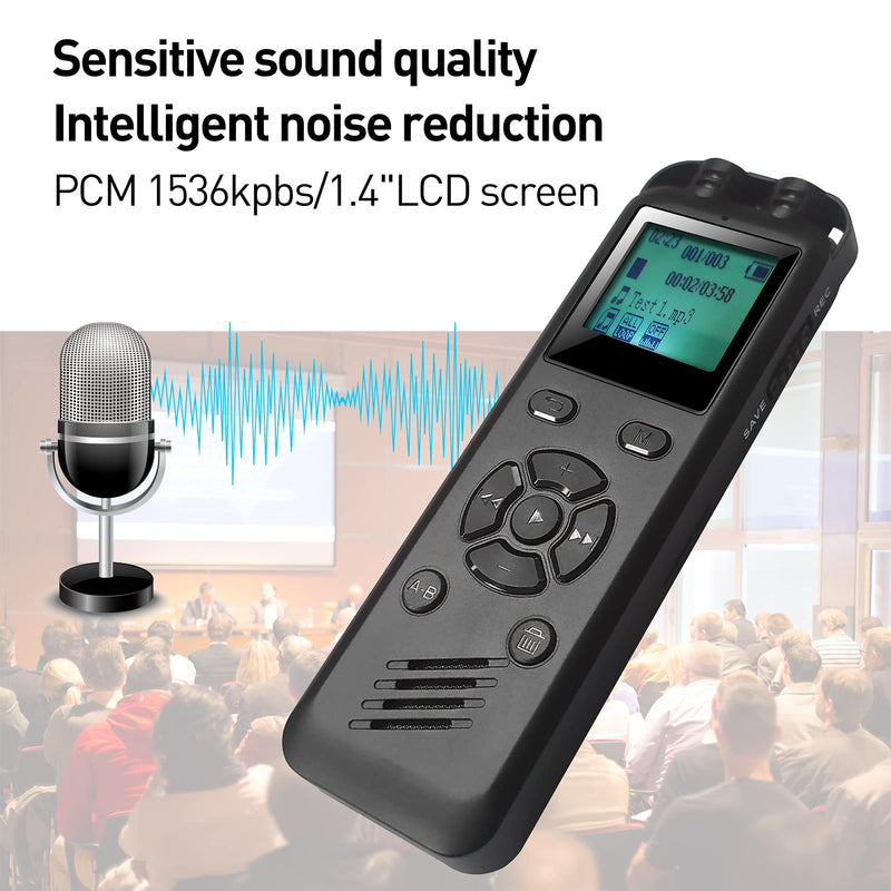  [AUSTRALIA] - 16GB Digital Voice Recorder Voice Activated Recorder for Lectures Meetings Audio Recorder with Password USB Rechargeable External Microphone and Line in Recording Device A-B Repeat MP3