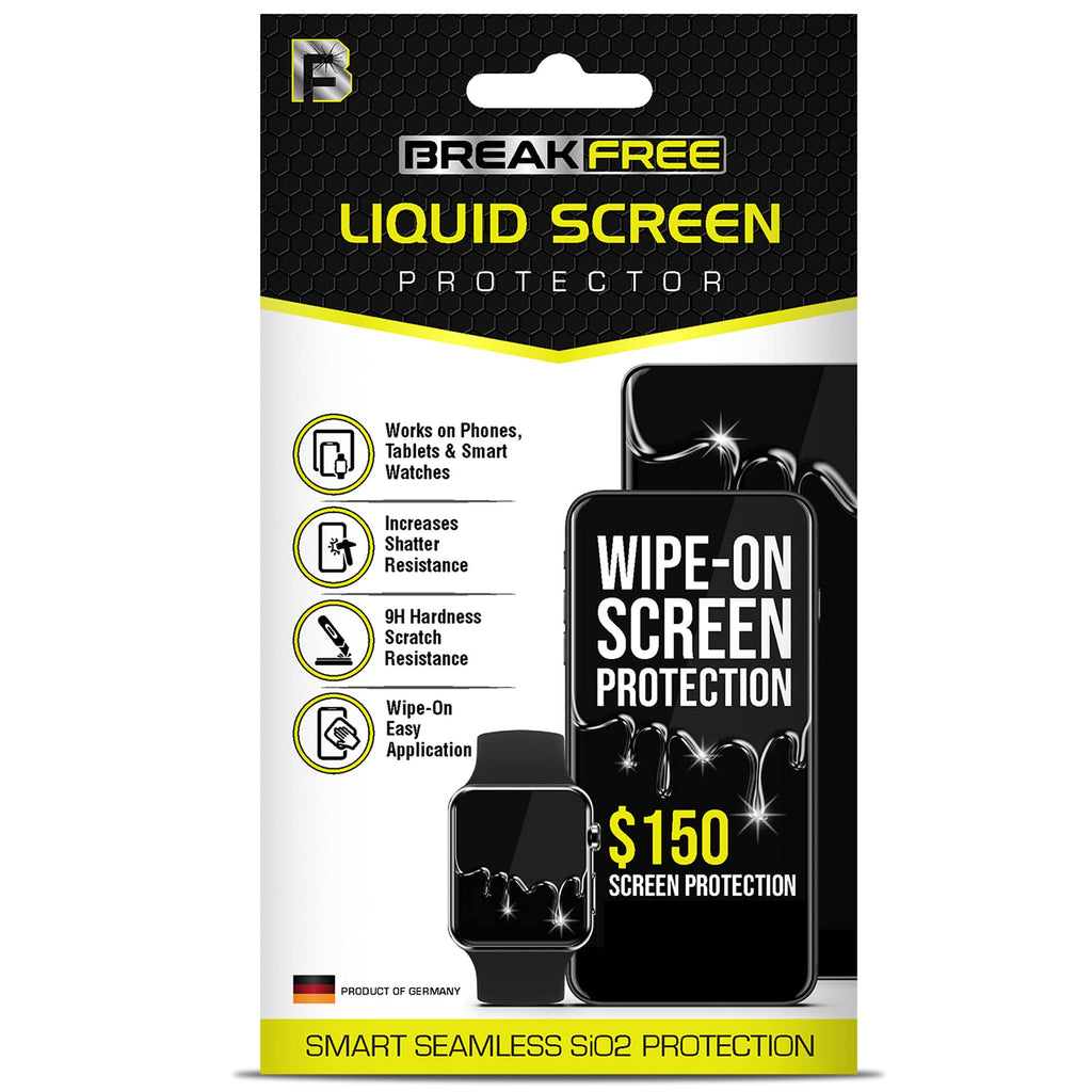  [AUSTRALIA] - BREAK FREE Liquid Glass Screen Protector with $150 Coverage | Wipe On Scratch and Shatter Resistant Nano Protection for All Phones Tablets and Smart Watches - Universal Fit
