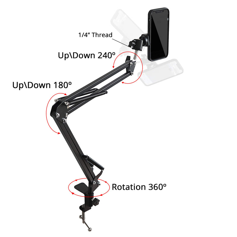 Da Vinci Eye Overhead Webcam and Phone Holder - Flexible Arm Mobile Stands -Camera Holder with Clamps for Live Streaming and Recording Videos - Adjustable Tablet Mounting Stand with Clips - LeoForward Australia