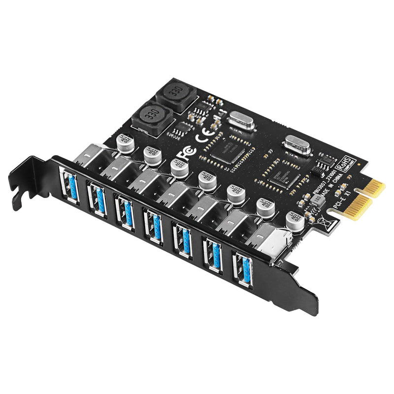  [AUSTRALIA] - CERRXIAN PCI-E to USB 3.0 7-Port (7X USB-A) Expansion Card, PCI-e to USB 3.0 HUB Adapter, Super Speed 5Gbps, for Desktop PC Host Card