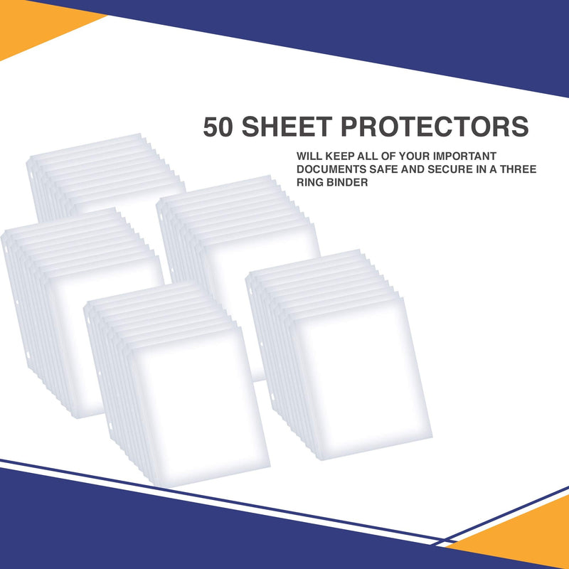  [AUSTRALIA] - 50 Sheet Protectors, Durable Clear Page Protectors 8.5 X 11 Inch for 3 Ring Binder, Plastic Sheet Sleeves, Durable Top Loading Paper Protector with Reinforced Holes, Archival Safe