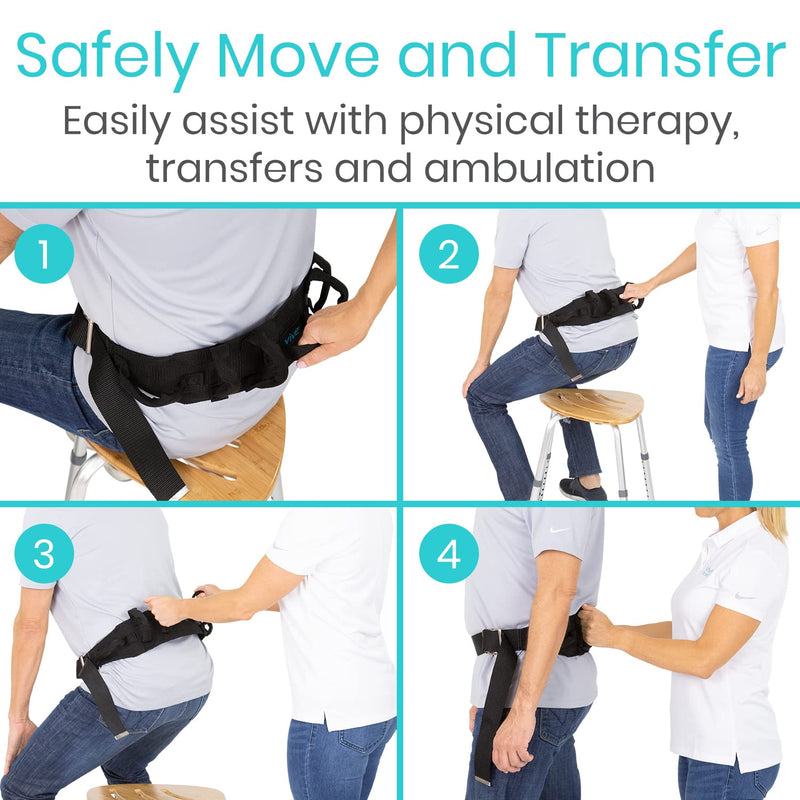  [AUSTRALIA] - Vive Transfer Belt with Handles - Medical Nursing Safety Gait Patient Assist - Bariatric, Pediatric, Elderly, Handicap, Occupational & Physical Therapy - PT Gate Strap Quick Release Metal Buckle