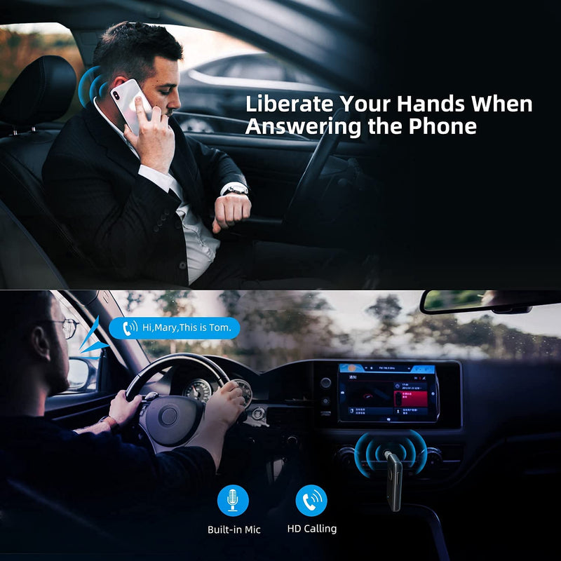  [AUSTRALIA] - Bluetooth Receiver for Car, ZIOCOM Wireless Bluetooth Aux Adapter Receiver with Handsfree Calls, Built-in Battery, Dual Device Connection, for Car, Home Music Streaming System, Speakers