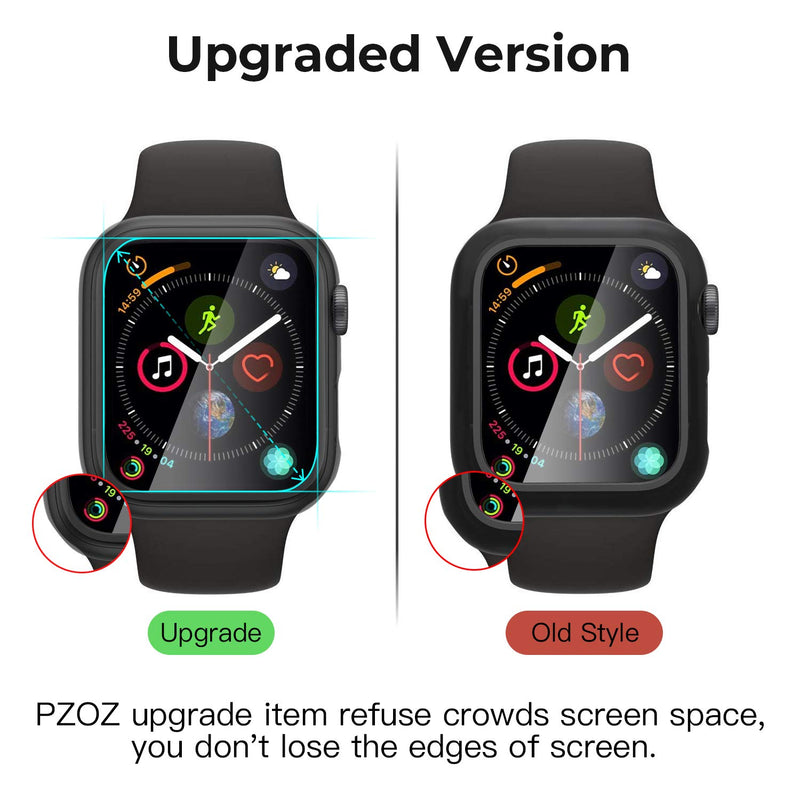 pzoz Compatible for Apple Watch Series 6/5 /4 /SE 44mm Case with Screen Protector Accessories Slim Guard Thin Bumper Full Coverage Matte Hard Cover Defense Edge for iWatch Women Men GPS (Black) Black - LeoForward Australia