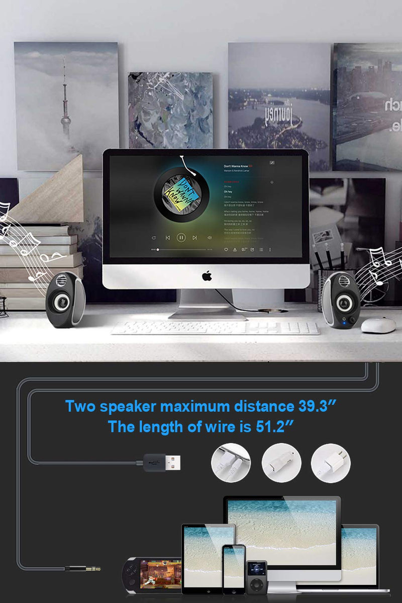 [AUSTRALIA] - Computer Speakers for Desktop, PC Powered Speaker, USB Powered Monitor Speakers for Computer/TV/Laptop/Gaming (10W) 10W