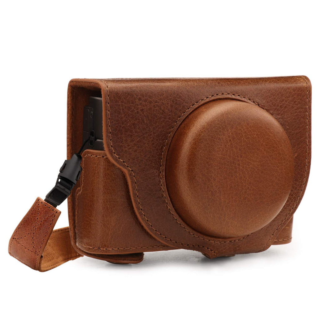  [AUSTRALIA] - MegaGear Ever Ready Genuine Leather Camera Case Compatible with Sony Cyber-Shot DSC-RX100 VII Brown