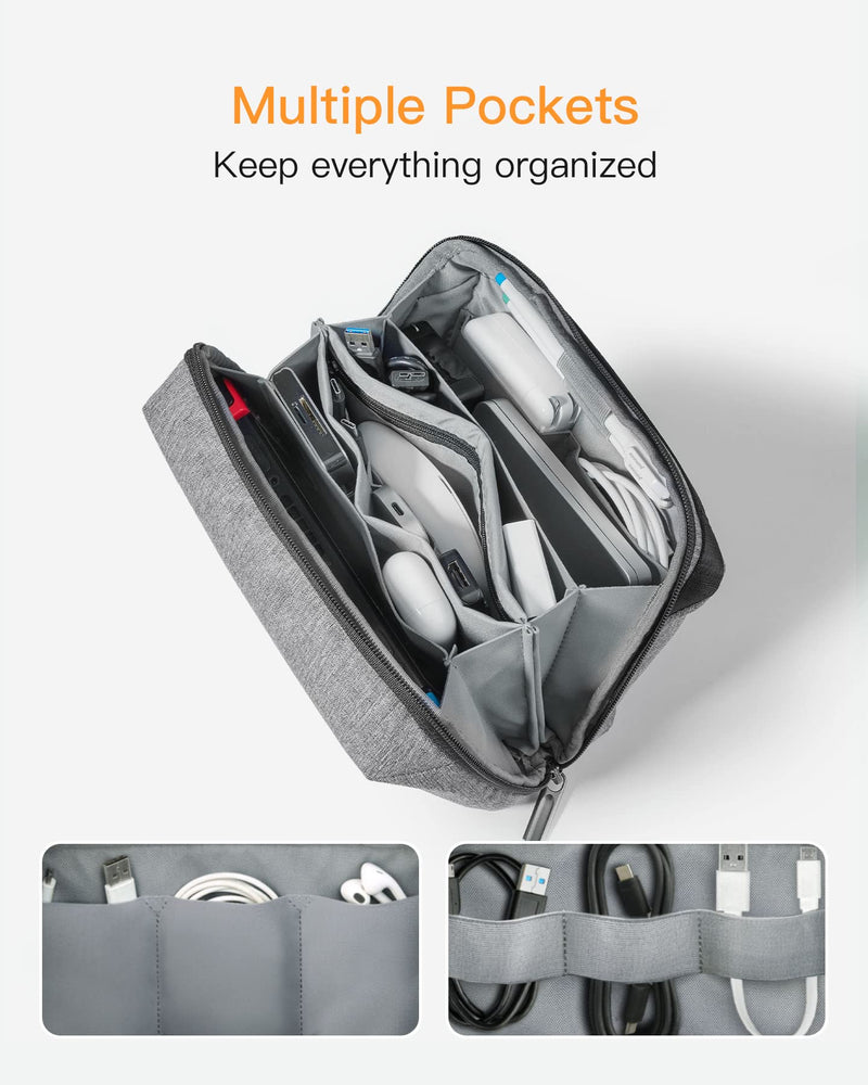  [AUSTRALIA] - Inateck Electronics Organizer, Travel Cable Organizer Splashproof Accessories Bag Waterproof Gray