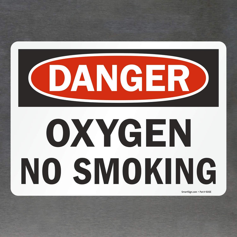 SmartSign "Danger - Oxygen - No Smoking" Label | 10" x 14" Laminated Vinyl 10" x 14" Vinyl Label - LeoForward Australia