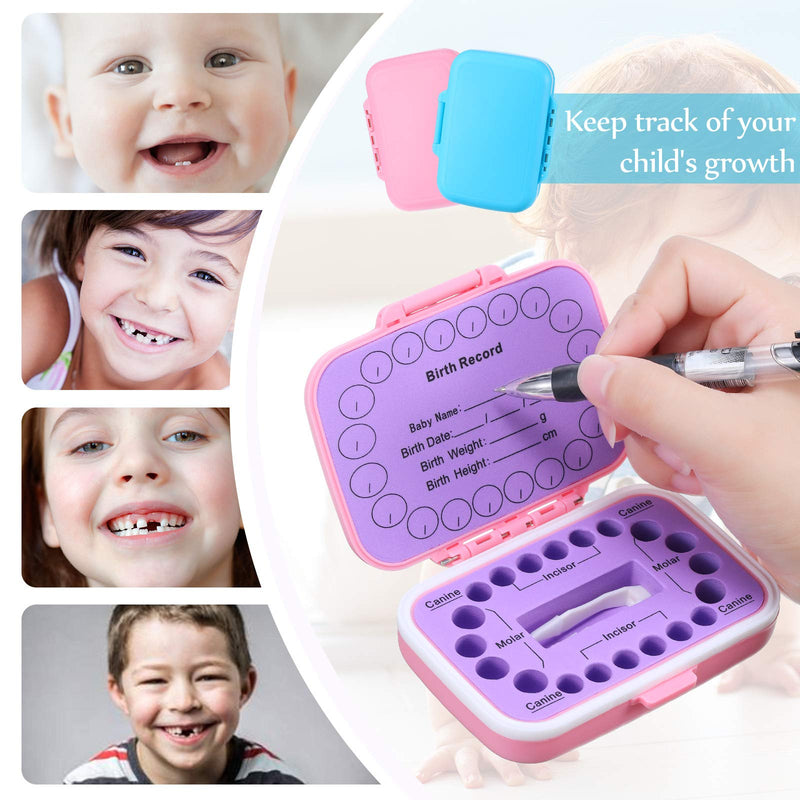  [AUSTRALIA] - 2 Pieces Baby Keepsake Tooth Box PP Baby Teeth Storage Holder Fairy Tooth Boxes Saver First Tooth Collection Container for Boys and Girls (Blue and Pink)