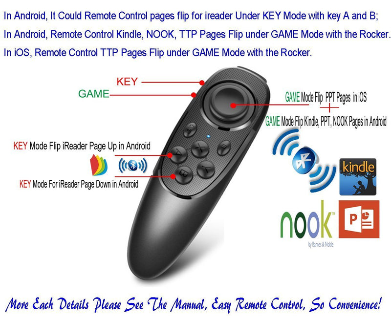 VR Remote Controller Gamepad Bluetooth Control VR Video, Game, Selfie, Flip E-Book/PPT/Nook Page, Mouse, in Virtual Reality Headset PC Tablet Laptop iPhone Smart Phone VR-Remote No Battery - LeoForward Australia