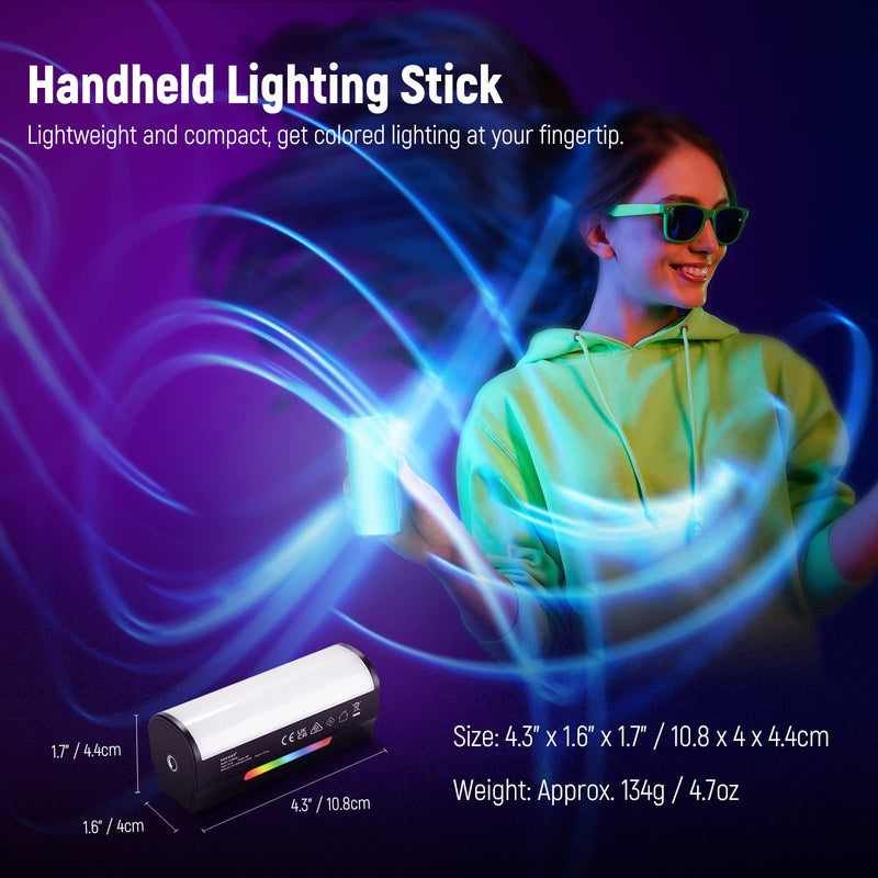  [AUSTRALIA] - NEEWER Magnetic Handheld Light Wand, 360° Full RGB Mini LED Video Light Stick with 2500mAh Rechargeable Battery, 2500-8500K Dimmable Camera Tube Light for Photography TikTok YouTube Vlog, TL96RGB