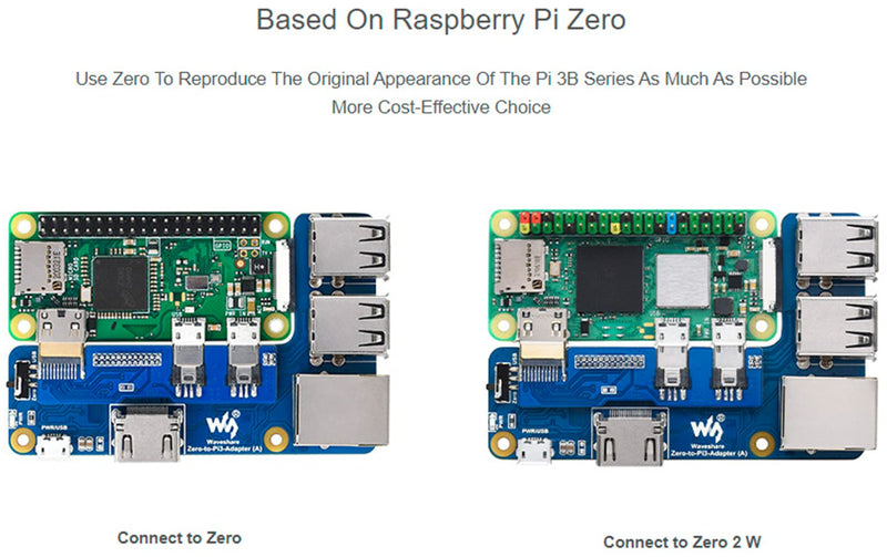  [AUSTRALIA] - Raspberry Pi Zero to Pi 3B/3B+ Adapter, Based on Raspberry Pi Zero Series to Reproduce Original Appearance of Pi 3B/3B+, Alternative for Raspberry Pi 3 Model B/3B+, Compatible with Pi 3B/ 3B+ HATs Pi Zero/2 W to Pi 3B/3B+