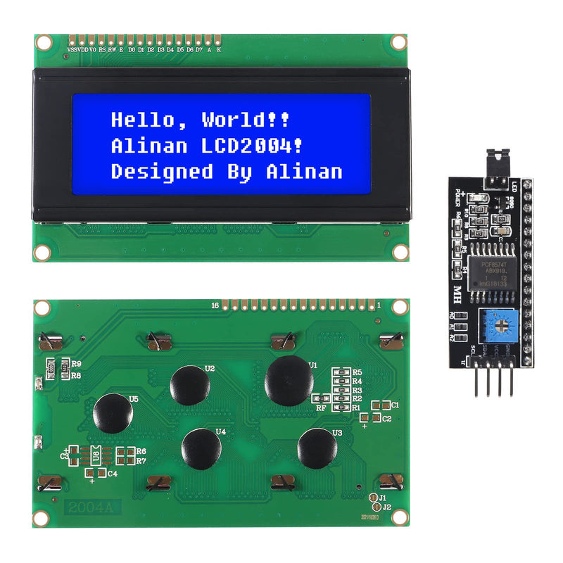  [AUSTRALIA] - Alinan 2pcs 2004 20X4 Blue LCD Display Module with 2pcs IIC/I2C/TWI Serial Interface Adapter LCD 2004 20x4 Backlight Module Compatible with Arduino R3 MEGA2560 for Arduino Raspberry Pi One Size 2
