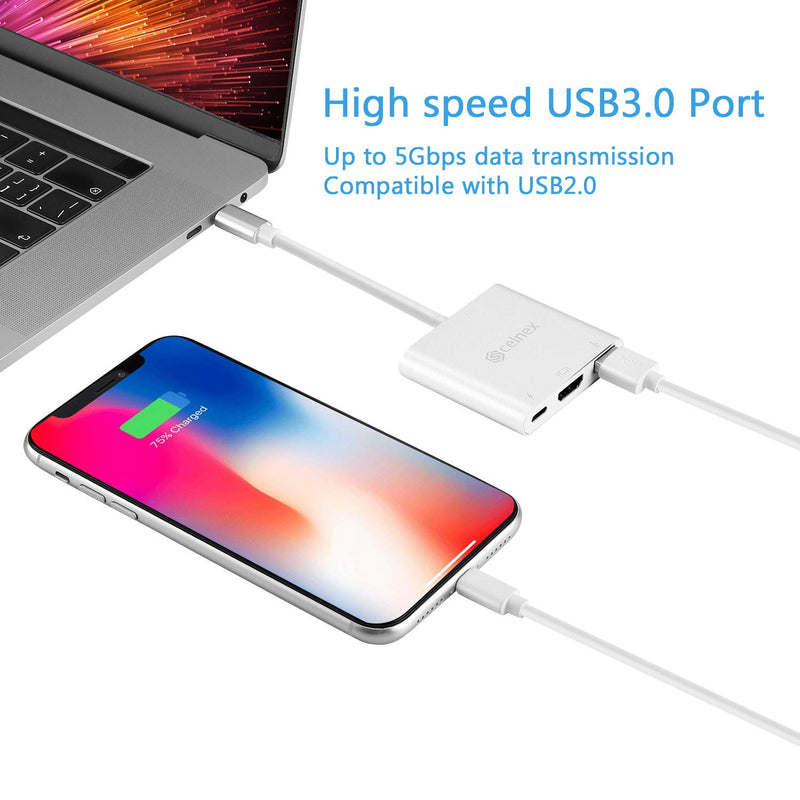 3 in 1 USB C Hub to HDMI Port+ USB3.0 Port+ USB C PD3.0 Charging Port with Data Transferring for MacBook Pro 2019/2018/2017, Samsung S8/S9 - LeoForward Australia