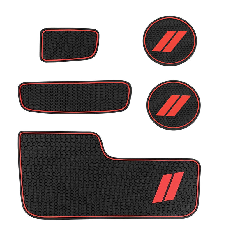  [AUSTRALIA] - 5pcs Custom Fit Cup Holder Insert & Center Console Liner Trim Mats for 2014 2015 2016 2017 2018 2019 Dodge Durango Non Slip Storage Bin Mat Trim