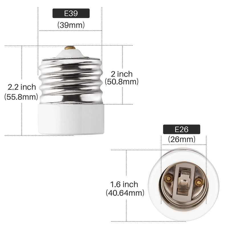  [AUSTRALIA] - UL-listed E39 to E26 Adapter JACKYLED Mogul to Medium Light Bulb Lamp Socket Porcelain Converter 1-Pack 1 Pack