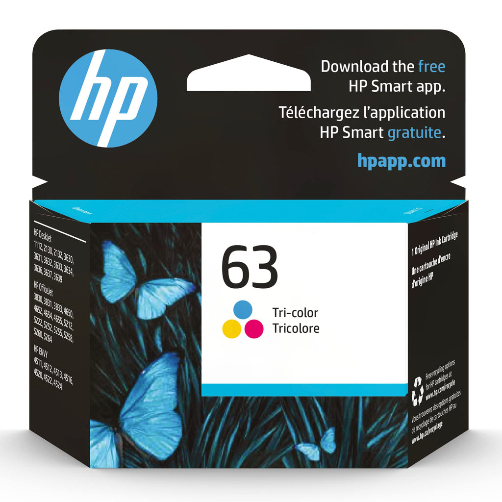  [AUSTRALIA] - HP 63 Tri-color Ink Cartridge | Works with HP DeskJet 1112, 2130, 3630 Series; HP ENVY 4510, 4520 Series; HP OfficeJet 3830, 4650, 5200 Series | Eligible for Instant Ink | F6U61AN