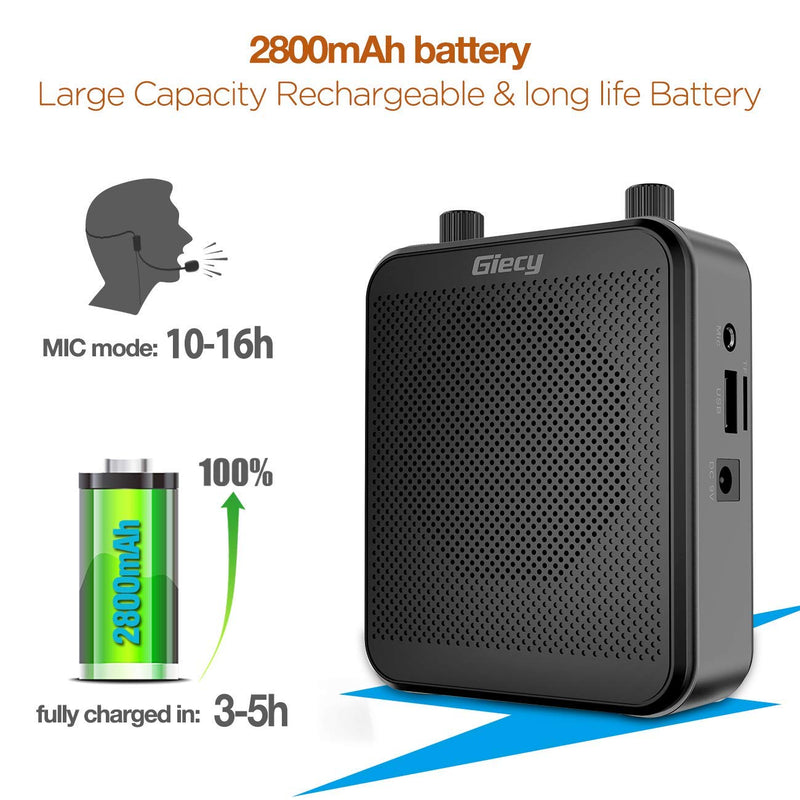 Giecy Portable 30W Voice Amplifiers 2800mAh Large Capacity Rechargeable Battery Bluetooth PA Sytem for Classroom, Meetings and Outdoors voice amplifier 1 - LeoForward Australia