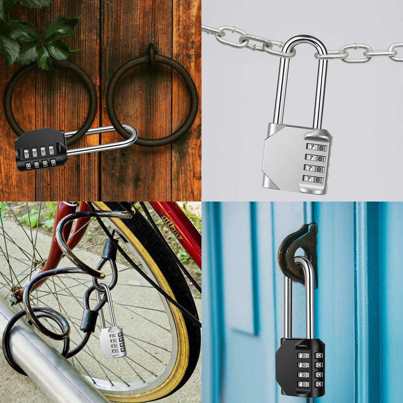 [AUSTRALIA] - Disecu 4 Digit Combination Lock 2.5 Inch Long Shackle Outdoor Waterproof Padlock for School Locker, Gym Locker, Hasp Storage, Fence, Gate, Cooler, Case (Silver, 2 Pack) Silver