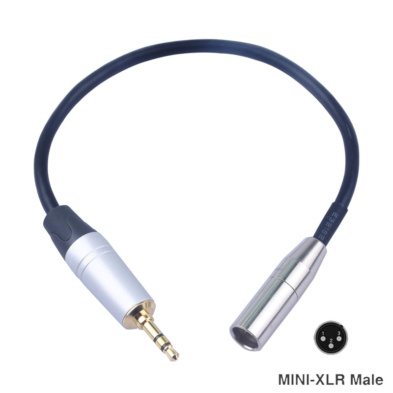  [AUSTRALIA] - Devinal 3.5mm to Mini XLR calbe, 1/8 inch Stereo to 3 Pin Mini XLR Male Cord Adapter Connector, Balanced Male Mini-XLR to Mini Jack(3.5mm) TRS for Pro Lapel Mic 12 inch 1 FT