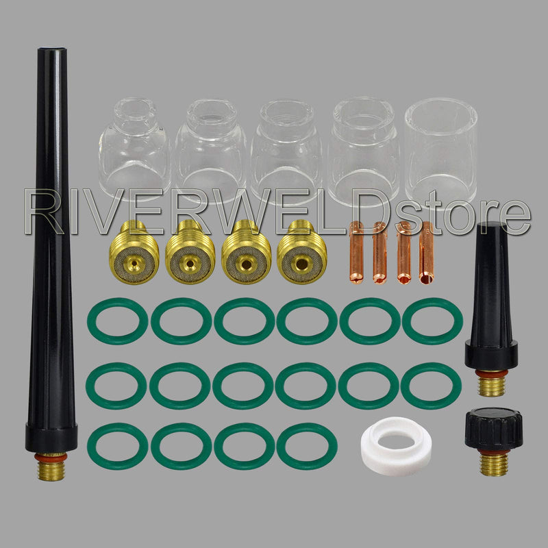  [AUSTRALIA] - TIG Gas Lens Collet Body Pyrex Cup Kit for DB SR WP 9 20 25 TIG Welding Torch 33pcs