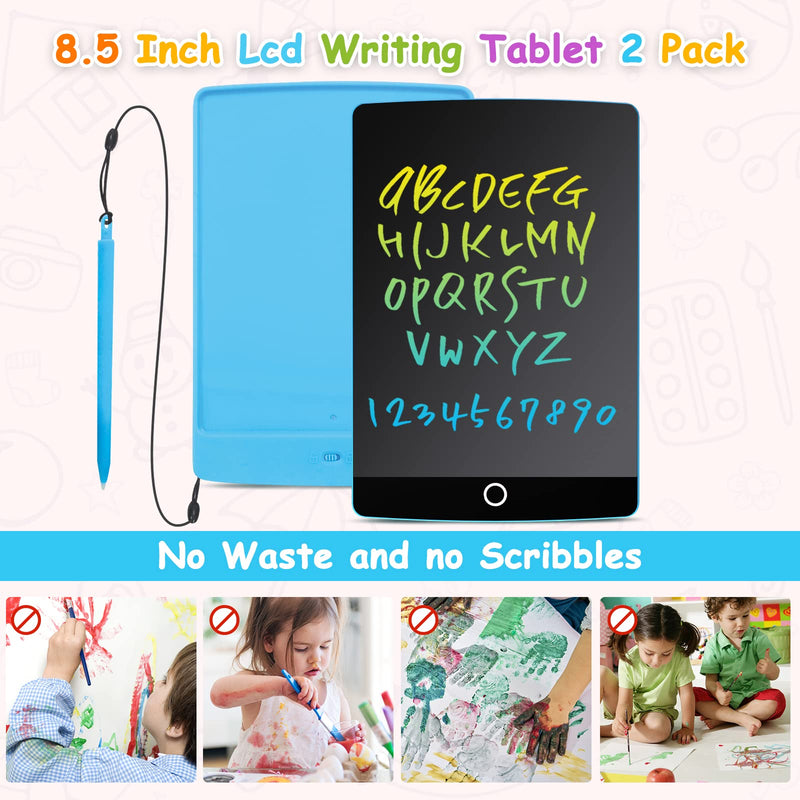  [AUSTRALIA] - 2 Pack LCD Writing Tablets for Kids，Electronic Drawing Doodle Board 8.5 Inch Colorful Reusable Drawing Pad for Girl Boy Toddlers Used for Education & Learning(2 Blue) 2 Blue