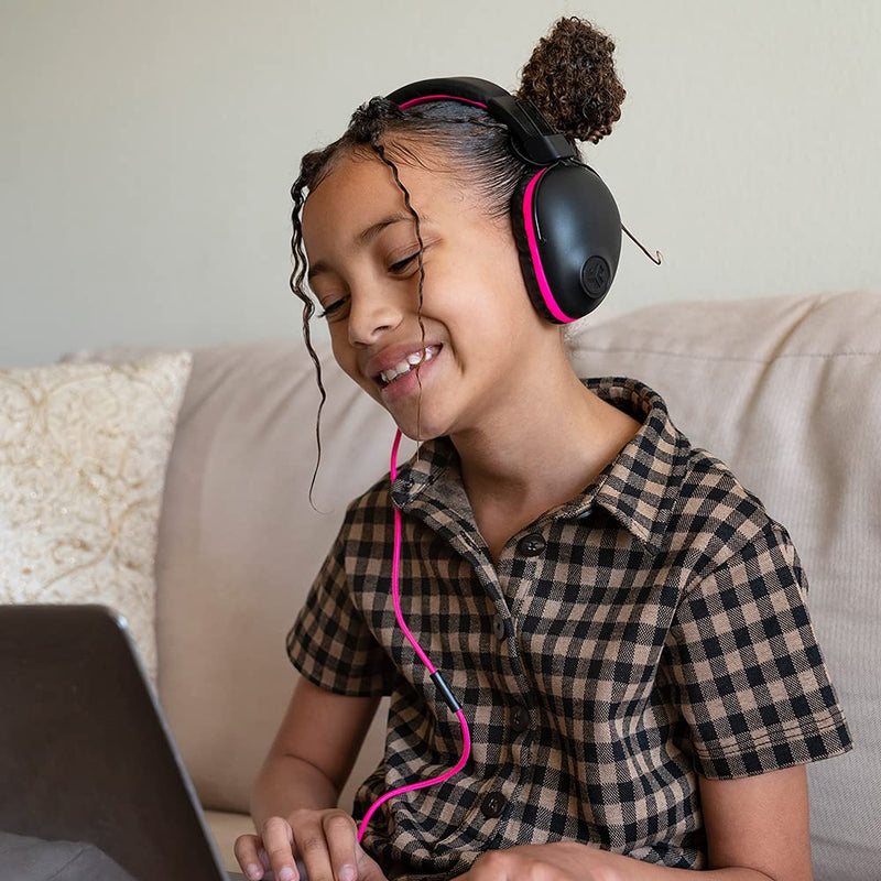  [AUSTRALIA] - JLab JBuddies Pro Wired Over-Ear Kids Headphones | Built-in Volume Regulators for Safety | Folding | Adjustable | Noise Isolation | with Mic | Pink
