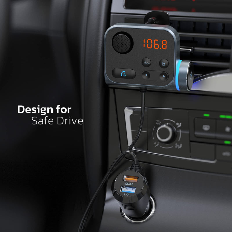  [AUSTRALIA] - Nulaxy KM21 Bluetooth FM Transmitter for Car, Car Bluetooth Adapter W Air Vent Clip, Car Radio Bluetooth Hand-Free Call & Nulaxy 2022 Upgraded Vent Friendly Car Phone Holder Mount