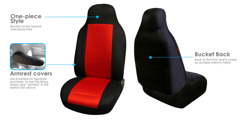  [AUSTRALIA] - FH Group FB102RED102 Red Classic Cloth 3D Air Mesh Front Set Bucket Auto Seat Cover, Set of 2