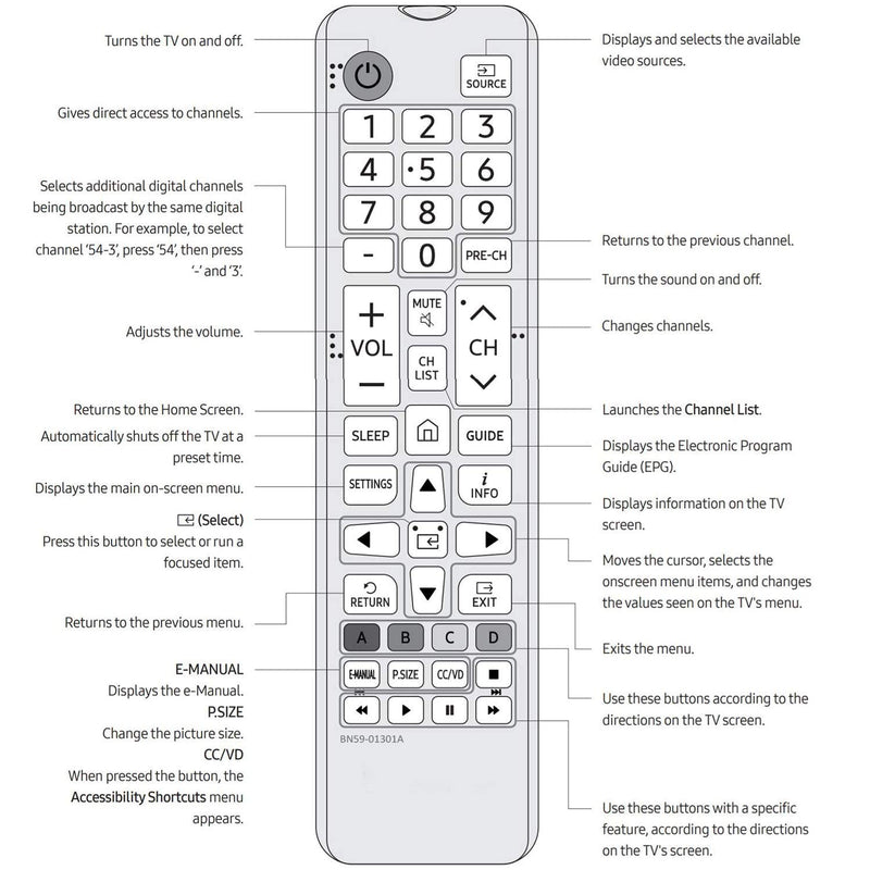 BN59-01301A Replacement Remote Control Compatiable with Samsung TV UN32N5300 UN55NU6900 UN43NU6900 UN50NU6900 UN65NU6900 UN75NU6900 UN50NU7100 UN55NU7100 UN58NU7100 UN75NU7100 UN55NU7300 and More - LeoForward Australia