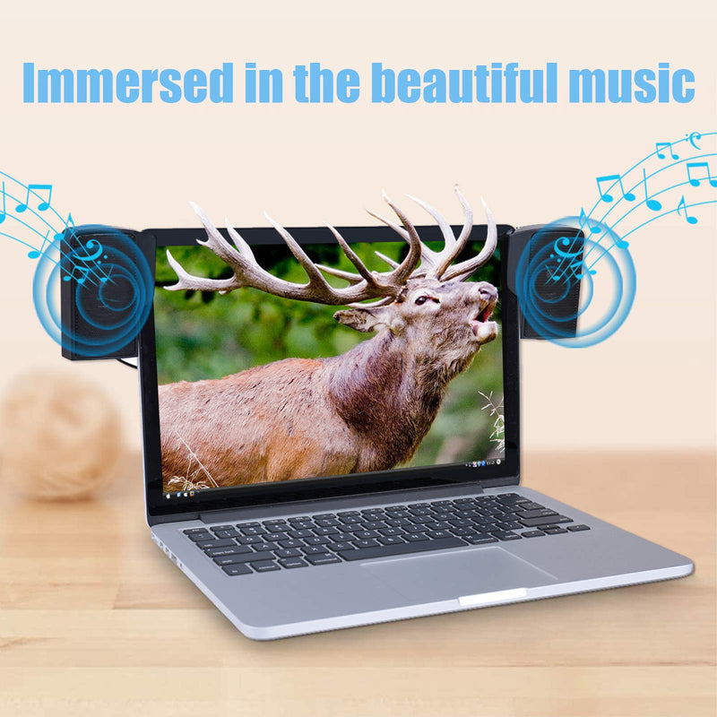  [AUSTRALIA] - ELENKER USB Computer Speaker, Laptop Speaker,PC Speaker,Mini Sound Bar Speaker for TV, Desktop, Laptop, Smartphone and Tablet, Black