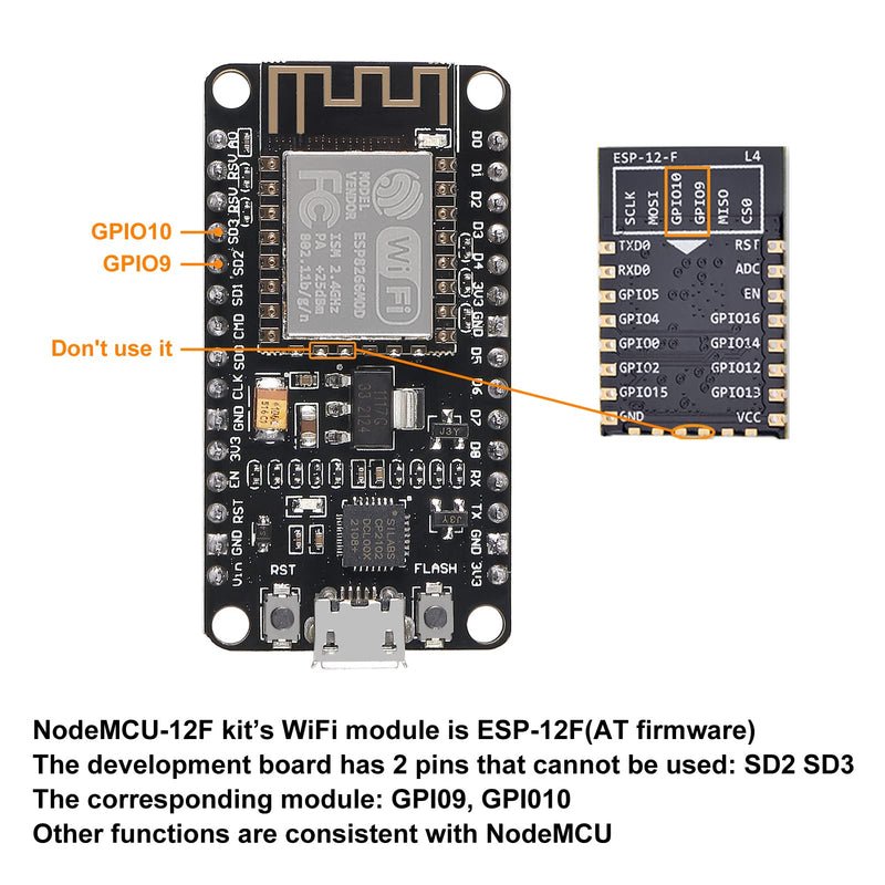  [AUSTRALIA] - DORHEA 4PCS ESP8266 ESP-12F Development Board Internet NodeMCU WiFi Serial Wireless Module NodeMCU-12F CP2102 Based on ESP8266 WiFi Module for motherbord IDE/Micropython 4