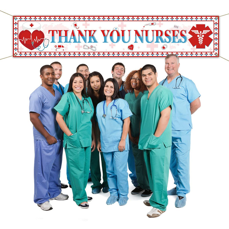  [AUSTRALIA] - Thank You Nurses Fence Banner Nurses Week Large Outdoor Banner Home Yard Office Hanging Sign Decoration