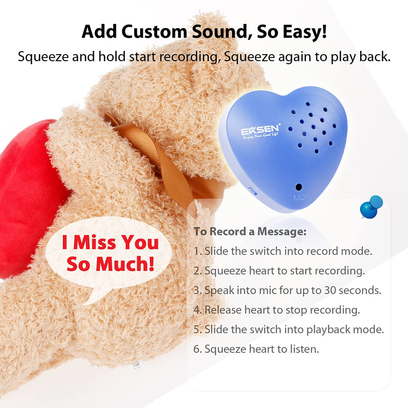 EKSEN Voice Recorder, 30 Seconds Voice Recorder for Stuffed Animals, Plush Toy, Kids, etc. Easy to Record, Perfect Device for DIY Gifts. (Blue - 1 Pack) Blue - 1 Pack - LeoForward Australia