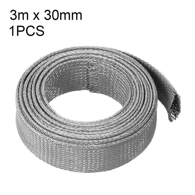  [AUSTRALIA] - uxcell Expandable Sleeving, 30mm Dia 10ft Cable Sleeve, Grey