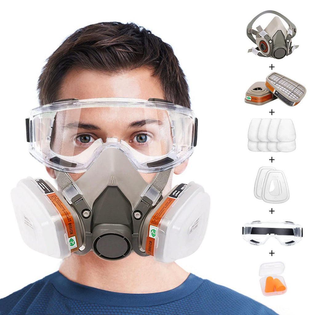  [AUSTRALIA] - ANUNU Chemical Face Shield with Filter and Goggles for Painting, Dust, Epoxy Resin, Paint, Machine Polishing, Welding, Industrial Painting, Gas Reusable