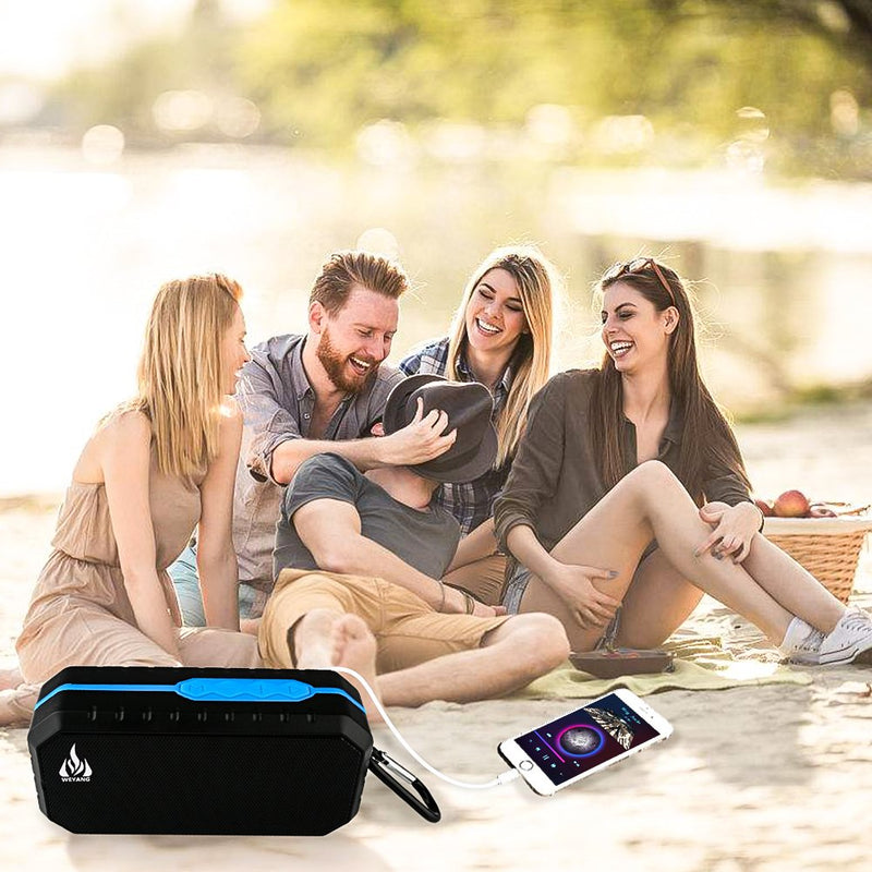  [AUSTRALIA] - Bluetooth Wireless Speakers Waterproof IPX5 with HD Enhanced Bass Outdoor Wireless Portable Phone Speakers Built-in Mic Support FM AUX TF Card USB for iPhone iPad Android Phones Computer Etc. (Blue)