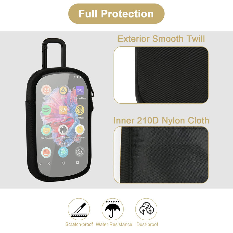  [AUSTRALIA] - TXEsign MP3 & MP4 Player Carry Case Bag with Clear Window Travel Carrying Case for 4" Touch Screen MP3 MP4 Music Player Case Storage Bag with Inner Pocket for Earphones, USB Cable, Memory Card (Black) Black