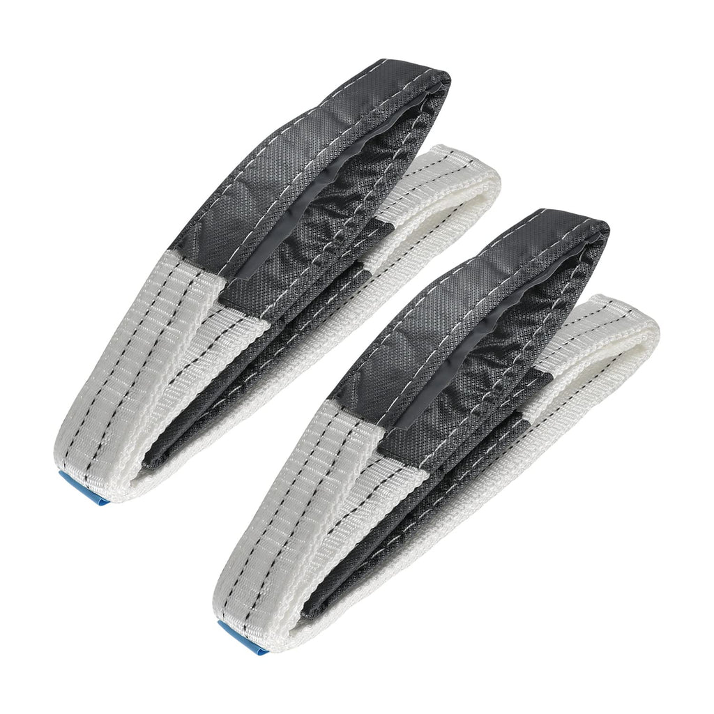  [AUSTRALIA] - MroMax Lift Strap 2”x 3.3’ Web Lifting Straps 4409lbs Capacity for Construction Rigging Moving Towing Hoisting Work Gear White 2Pcs