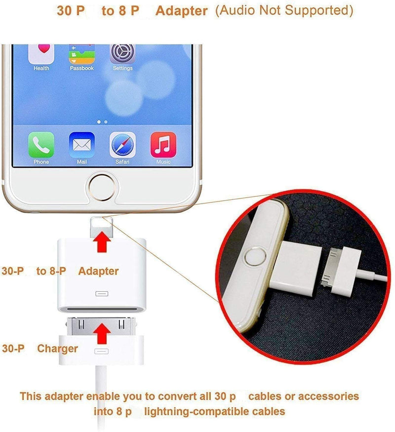  [AUSTRALIA] - Lightning to 30-Pin Adapter for iPhone, [Apple MFi Certified] No Audio Support 8-Pin to 30-Pin Adapter Charging and Data Transfer Converter for iPhone 14/13/12/11/XS/X/8/7/6S/5/5S/SE and iPad/iPod