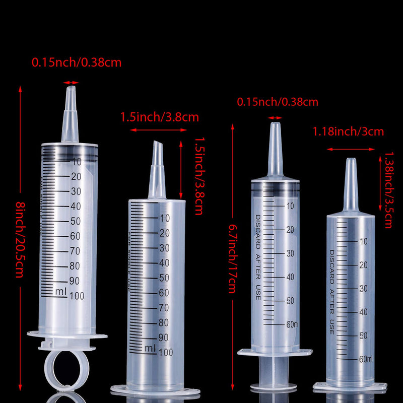  [AUSTRALIA] - Frienda 4 Pack Large Plastic Syringe for Scientific Labs and Dispensing Multiple Uses Measuring Syringe Tools (60 ml and 100 ml)