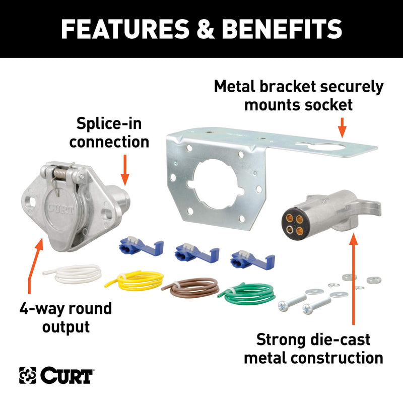  [AUSTRALIA] - CURT 58677 Vehicle-Side and Trailer-Side 4-Pin Round Wiring Harness Connectors